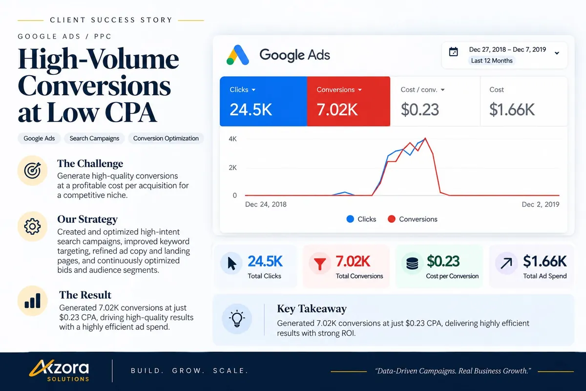 7.02K conversions from 24.5K clicks: Google Ads account